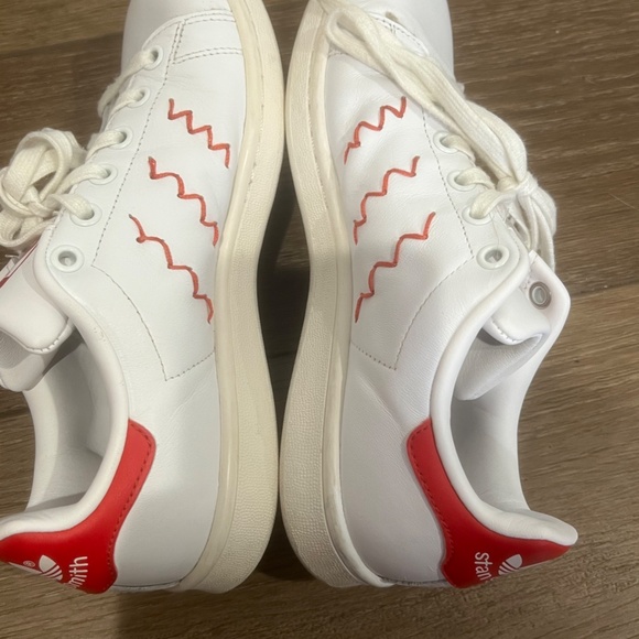 Adidas x Stan Smith Women's Leather Red White Zig Zag Casual Sneaker, Sz 6 RARE - Picture 8 of 10